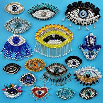 3/5/8 Pcs Handmade Diamond Eye Patches, Embellishment Accessories For Clothes, Bags, Shoes, Hats, Random Colors, Slight Handmade Variations