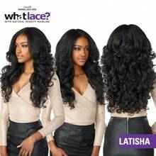 Sensationnel What Lace 13X6 Wigs - Latisha Lacefrontal Hand Tied Glueless Synthetic With Natural Density Preplucked Hairline (Off Black 1B) - בלונד בהיר 613 - ראה 8