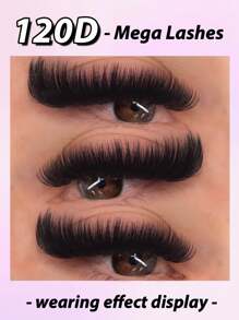160 sợi mi giả D-Curl 120D siêu dày, chùm mi dày bồng bềnh, chất liệu giả lông chồn, các tùy chọn 8mm/10mm/12mm/14mm/16mm, tạo hiệu ứng mi Nga dày dặn, dài và nhẹ, từng sợi mi riêng lẻ, mi giả. - D - Xem 2