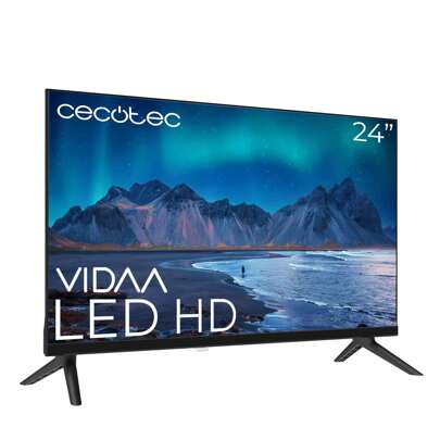 Cecotec TV LED ALH50024 serie A5 da 24" con risoluzione HD con sistema Dolby, Smart TV VIDAA, WiFi integrato, uscita cuffie, 3 HDMI e 2 USB.
