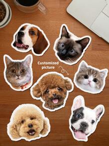 Custom Pet Stickers In Various Quantities And Sizes, Use Your Pet Photos, Customized Dog Stickers, Customized Cat Stickers, Dog Decals, Car Dog Stickers, Car Dog Decals, PVC Waterproof Seals, Reusable, High-Quality Adhesive, Fashionable, Modern, Customized, Personalized, Unique, Ideal Gift - Multicolor - View 1