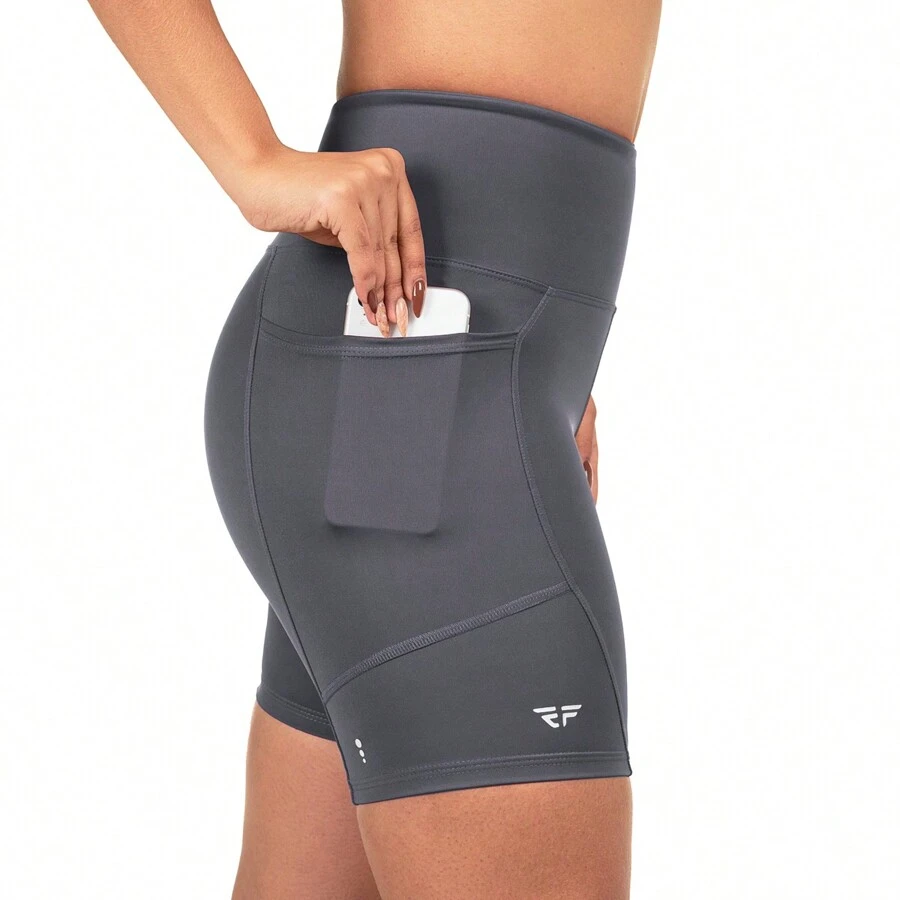 Women's Compression Shorts With Pocket For Running, Walking, Gym - Grey - View 1