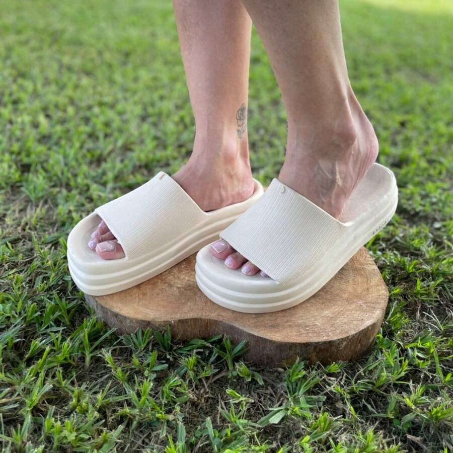 Women's Cloud Platform Sandal Lightweight And Comfortable Flip Flops 34 To 40 - Felp Comercio - 米色 - 查看 1