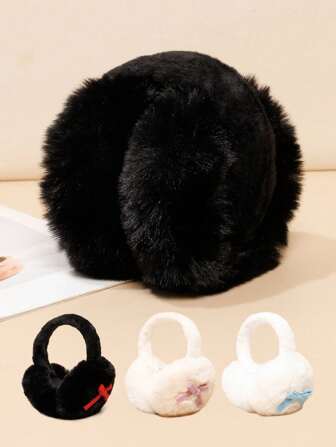 1pc Kids Cute Bow Earmuffs, Plush Winter Ear Warmers For Girls, Outdoor Cold Protection