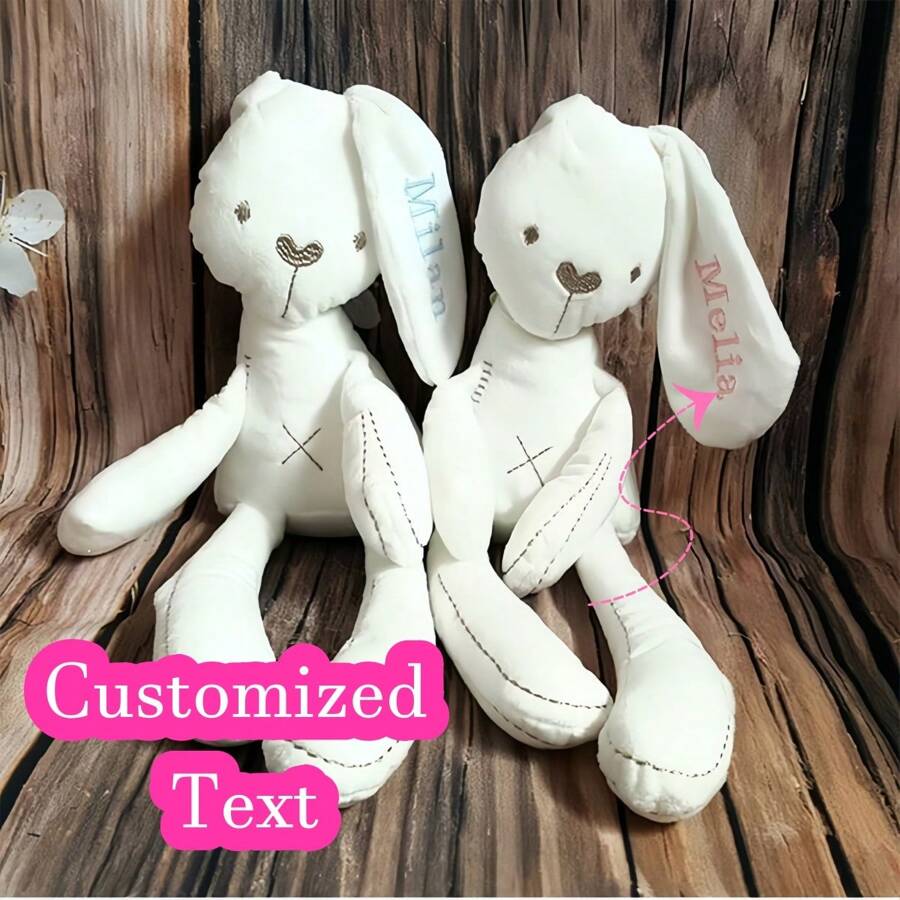1 Peça Brinquedo de Pelúcia de Coelho Bordado Personalizado, Pode Bordar Texto, Nome, Aniversário, Logotipo, Presente Ideal para Dia dos Namorados, Aniversário, Cor de Bordado Personalizável, Textura Suave, Presente Surpresa, Coelho Elegante, Coelho Fofo, Presente para Pais, Namorada, Dia do Professor, Batizado, Festa, Halloween, Natal