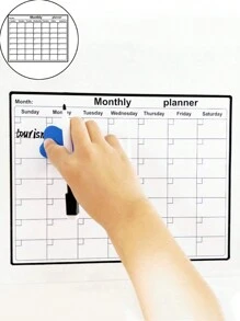 1 Piece Of Bendable Calendar Board, Weekly Schedule, Plastic Material - Non-Magnetic, Easy To Tear Sticker, Reusable Refrigerator Sticker, Used For Writing English Language, Dry Wiping Weekly Schedule, Messages And Memos - Black and White - View 9