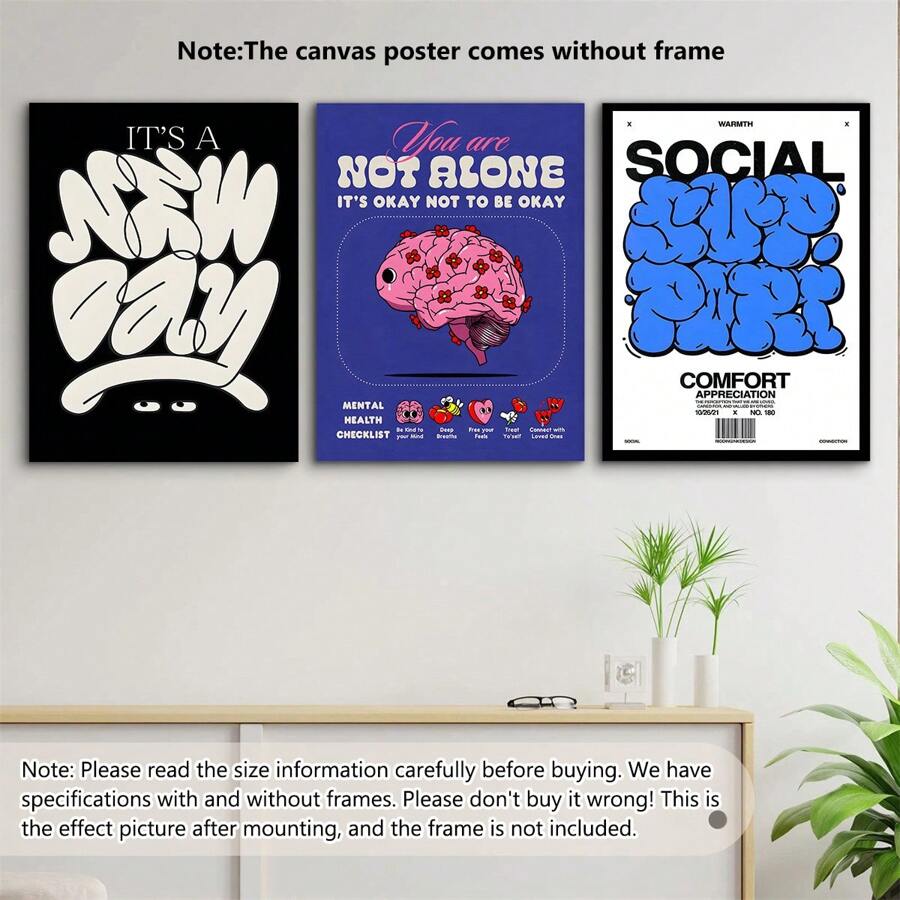 1幅帆布海报，现代艺术，自我成长，心理健康，励志印刷海报，卧室装饰、墙面装饰、秋季装饰、房间装饰的理想礼物