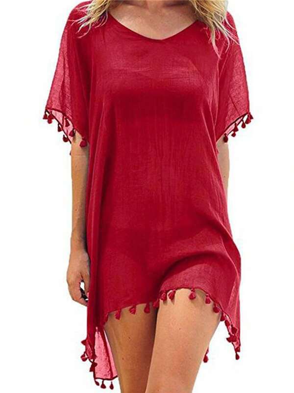 Women Chiffon Tassel Swimsuits Cover Ups Beach Bathing Suit Bikini Stylish Beach Coverups Dress