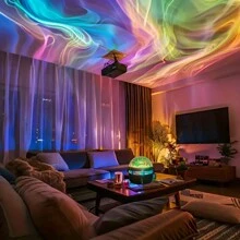 1 件 Aurora LED 北极光投影仪，USB 供电桌面氛围灯带遥控器，不可充电纽扣电池，星空情调灯适用于卧室、客厅、KTV 舞台、家居装饰，非常适合感恩节、万圣节、圣诞节、节日礼物 - 多色光 - 查看 1