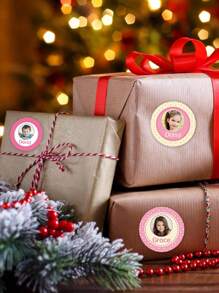 15/35/70pcs Custom Pink Round Waterproof Photo Name Stickers, Personalized Photo Name Labels PVC Stickers, Back To School Children Photo Stickers, Multipurpose Colorful Photo Name Stickers For Clothes, School Supplies, Lunch Boxes, Water Bottles, Notebooks, Waterproof, Adhesive, Cute, Customized, Personalized Back To School Ideal Gift For Son, Daughter, Student, Kids, Anniversary, Family, Children's Day, Birthday, Teachers