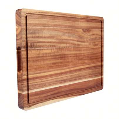 1pc 13.0inX9.06in Rosewood Wooden Cutting Board, Butcher Board, Tray With Juice Groove, Suitable For Cooked Food, Vegetables, Fish, Meat, Cheese, Outdoor Camping, Essential For Home Kitchen