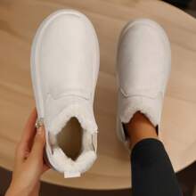 Suede Winter Platform Boots For Women With Faux Fur Lining - trắng - Xem 9