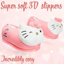 Hello Kitty 3D Slippers Cosy Indoor House Shoes Non Slip Loungewear Gift - Pink - View 2
