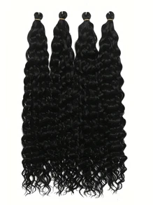 Tóc bện sóng biển mềm màu đen 20/22/30 inch, tóc nối xoắn xoắn màu đen, tóc bện xoăn, 4 gói, tóc bện sóng nước dài gợn sóng cho phụ nữ, tóc bện móc tổng hợp, sử dụng trong lễ hội âm nhạc Carnival, lễ hội Giáng sinh, năm mới - màu đen - Xem 2