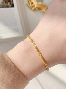 Women's Hip Hop Starry Necklace + Bracelet Set Kit 925 Silver Plated With 18k Gold Jewelry - 金色 - 查看 5