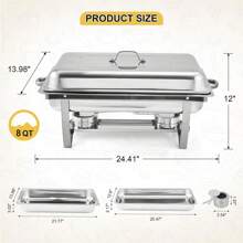 Chafing Dish Buffet Set 4 Pack, 8 Qt Stainless Steel Chafer Buffet Servers And Warmers Sets With Lid Folding Frame, Rectangular Chafing Dishes For Parties, Weddings, Catering Events, Silver/Gold - 銀色 - 查看 4