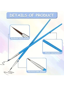 50/100/200 Pcs Nylon Hair Fine Tip Paintbrushes, Suitable For Acrylic, Oil And Watercolor Painting - Great For Face Art And Crafts, Plastic Washable,Back To School,School Supplies - Blue - View 3