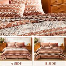 Geniospin Full Comforter Set, Boho Az Tec Comforter Set 7 Pieces, All Season Reversible Bed In A Bag, Soft Microfiber Fill Bedding, Lightweight, Warm And Breathable (Terracotta, 80"X90") - 紅陶 - 查看 6