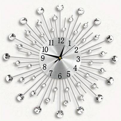 Crystal Diamond Wall Clocks Modern Wall Clock Flower Wall Clock Silent Metal Clock For Living Room Bedroom Home Wall Art Decoration Christmas Decorations Home Christmas Gifts Christmas Decor
