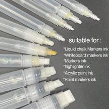 Refillable Paint Pen Empty Marker [1mm-15mm], Clear White Acrylic Permanent Empty Paint Marker, Fillable Paint Pens For Rock Painting, Ceramics, Glass, Graffiti, Stone, Art, And DIY Back To School