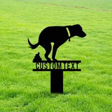 1 pieza Estaca de jardín personalizada "No está aquí Perro Cagando", Señal "No Cagar Perro", Estaca de jardín personalizada con corazón y mariposa, Arte metálico de yarda de cabeza de ciervo de caza personalizado, Arte de pared de naturaleza y vida silvestre, Arte de yarda "No Cagar", Señal de césped "No Cagar", Señal de yarda de perro, Arte metálico de regalo de inauguración de la casa para mascotas - Negro - Ver 4