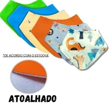 Kit 6 Babadores Bandana Atoalhado Bebê Menino