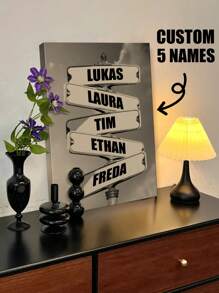1 pieza Cartel de calle personalizado de la familia en lienzo, arte de pared de señal de calle personalizada con varios nombres, arte de pared de lienzo de carteles y impresiones creativos de señal de calle, pintura de lienzo personalizada con nombres de miembros de la familia para sala de estar, para el Día de San Valentín, para el Día de la Madre, para cumpleaños, para el Día del Niño, para el Día del Padre, para graduación, para bodas, para inauguración de la casa, comedor, sala de estar, dormitorio, oficina, salón de té, hogar, Día de San Valentín, decoración del Día de San Valentín, regalos, Vida lenta del verano