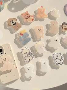 Soporte para teléfono móvil con forma de perro oso Kawaii de GUCADI, expandible y plegable, compatible con estuches de teléfono Apple, Honor, VIVO, OPPO, , Android, regalo para cumpleaños, familia, amigos, agarre de teléfono extensible y retráctil, accesorios para teléfono