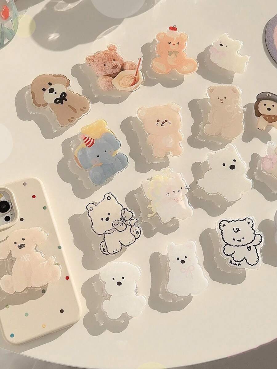 Soporte para teléfono móvil con forma de perro oso Kawaii de GUCADI, expandible y plegable, compatible con estuches de teléfono Apple, Honor, VIVO, OPPO, , Android, regalo para cumpleaños, familia, amigos, agarre de teléfono extensible y retráctil, accesorios para teléfono