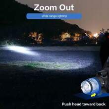 T6 Headlamp Rechargeable 350000LM LED Zoom Headlight Head Torch USB Line New UK - Black - View 6