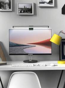 Lámpara decorativa de pantalla táctil dual, Luz de ambiente/juego, Lámpara de protección ocular para monitor de esports, Lámpara colgante de pantalla de computadora con retroiluminación RGB multicolor y luz frontal ajustable de 3 colores