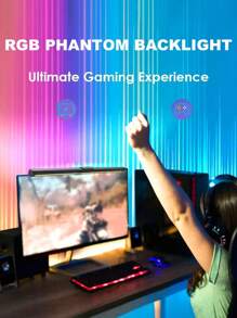 Lámpara decorativa de pantalla táctil dual, Luz de ambiente/juego, Lámpara de protección ocular para monitor de esports, Lámpara colgante de pantalla de computadora con retroiluminación RGB multicolor y luz frontal ajustable de 3 colores