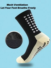 FLSHMCEN 4 Pairs Men's Soccer Socks With Grip, Non Slip Anti Slip Athletic Socks With Cushion Pads For Football/Basketball - 黑色 - 查看 5