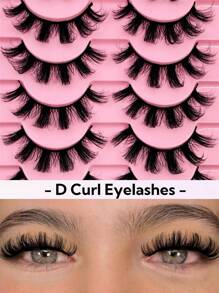 10 Pairs False Eyelashes D Curl Volume Lashes Wispy Natural Faux Mink Eyelashes Dramatic Soft Lash Cross Wispy Reusable Fluffy Strip Lashes Valentine's Day Gift For Women Mom Wife Sister Teen Girl Friend