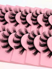10 Pairs False Eyelashes D Curl Volume Lashes Wispy Natural Faux Mink Eyelashes Dramatic Soft Lash Cross Wispy Reusable Fluffy Strip Lashes Valentine's Day Gift For Women Mom Wife Sister Teen Girl Friend