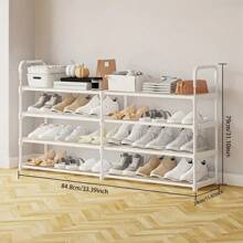 1pc Reinforced Double Row 4 Layers Shoe Storage Rack - Multifunctional Living Room Entrance Bedroom Dorm Organizer - Sturdy Home Organization And Storage Supplies For Shoes, Boots, And Accessories - Multicolor - View 6