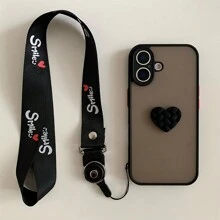 1pc Heart-Shaped Lanyard Protective Phone Case With Shockproof Bumper Compatible With Samsung Galaxy S23, S22, S21, S24 Series, Matte Finish