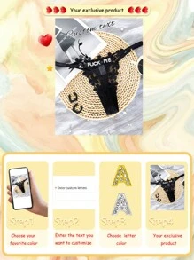 Ropa interior personalizada para niña, tanga de malla con bordado dulce de princesa, sexy, de breath, con letras finas en forma de A Thin, doradas y plateadas, disfraces navideños, regalos navideño, Feliz Navidad, ropa interior navideña personalizada, elegante, adorable, casual, divertida, personalizada y única, personalizable, regalo ideal para él, ideal como regalo para ella, amiga, novia, amigo, esposa