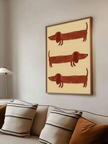 1pc Unframed Canvas Poster, Modern Art, Cute Dachshund Dog Poster, Ideal Gift For Bedroom Living Room Corridor, Wall Art, Wall Decor, Winter Decor, Room Decoration - Multicolor - View 4