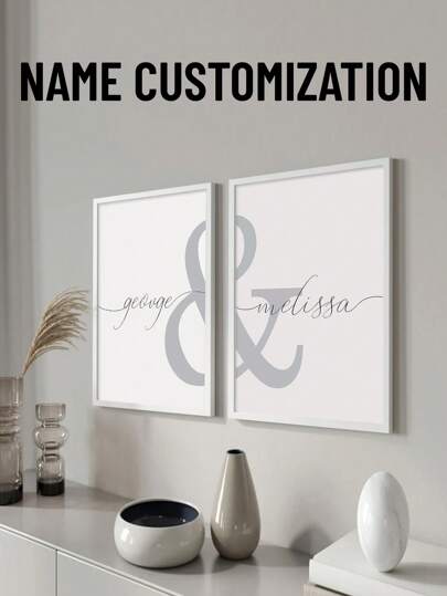 1pc Unframed Personalized Couple Name Print, Couple Room Decor, Wedding Gifts Bedroom Prints Set, Master Bedroom Wall Decor Over The Bed Name, Valentine's Day, Valentine's Day Decor Birthday Graduation