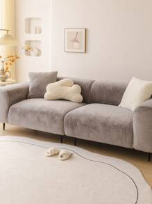 1 pieza Funda ajustada acolchada de felpa corta contemporánea con cierre elástico, diseño de cojín en T - Protector de sofá lavable a máquina de poliéster para sillón, sofá de 2 plazas, sofá de 3 plazas, sofá de 4 plazas, sofá seccional - Gris Claro - Ver 8