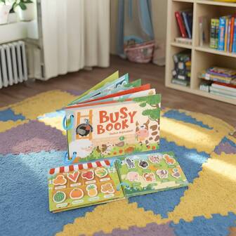 DIY 可重复粘贴书籍玩具/适合 3 岁以上儿童/安静书籍蒙特梭利玩具/带有学习活动、旅行玩具，带有教育和感官页面