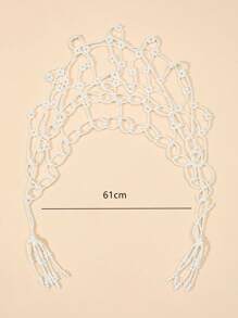 1pc Elegant Luxury Handmade Multi-Layer (Faux) Pearl White Woven Pearl Hair Accessory Chain, Fashion For Wedding Party, Banquet, Runway Show, Ladies Jewelry Accessory