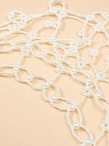 1pc Elegant Luxury Handmade Multi-Layer (Faux) Pearl White Woven Pearl Hair Accessory Chain, Fashion For Wedding Party, Banquet, Runway Show, Ladies Jewelry Accessory