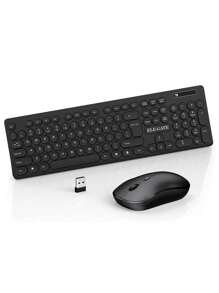 Kit Conjunto Teclado Y Mouse Inalámbrico en Español Clic Silencioso para PC Diseño Gota de Agua - Negro - Ver 4
