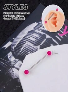 1pc Sweet Pink Industrial Earring Star Industrial Piercing Jewelry Stainless Steel Heart Industrial Earrings For Women Men Industrial Bar Piercing Cartilage Helix Piercing Earrings Pink Industrial Barbell Body Piercing Jewelry 38mm 1&1/2 Inch Industrial Piercing Bar For Christmas Valentine Gift Valentine's Day Party Daily Wear Night Out Social Gatherings Daily Wear Valentines,Mom,Mother,Mother's Day,Gift - Multicolor - View 11