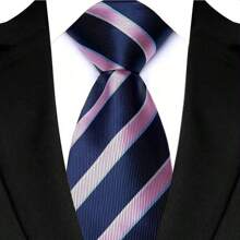 GOADAFOO 奢华 8CM 男士领带粉色纯色条纹佩斯利领带男士新郎提花编织领带适合商务婚礼派对