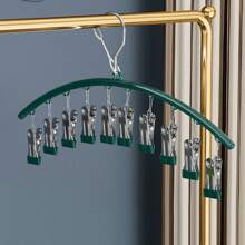 1pc Stainless Steel Sock Clip Hanger With 10-20 Clips, Balcony Drying Rack, Multi-Clip Stainless Steel Anti-Wind Anti-Slip Underwear Clothes Drying Rack Clothespins