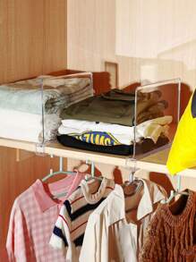 6 piezas/4 piezas/1 pieza Divisores de estante de gabinete transparentes de acrílico, organizador de estante para armario, cómoda, escritorio, hogar, oficina, adecuado para estantes de madera o verticales para organizar ropa, bolsos, carteras - Multicolor - Ver 3