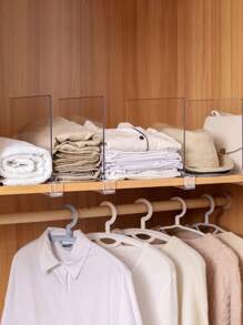 6 piezas/4 piezas/1 pieza Divisores de estante de gabinete transparentes de acrílico, organizador de estante para armario, cómoda, escritorio, hogar, oficina, adecuado para estantes de madera o verticales para organizar ropa, bolsos, carteras - Multicolor - Ver 8